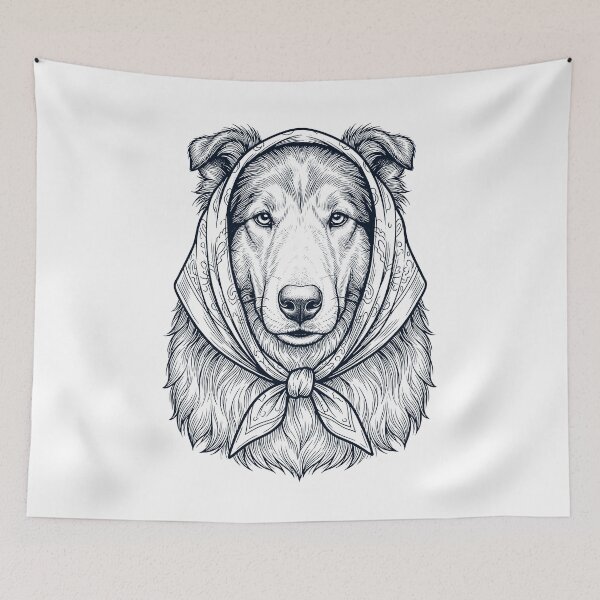 Item preview, Funny Collie Babushka Dog Mom designed and sold by DoodleTortle.