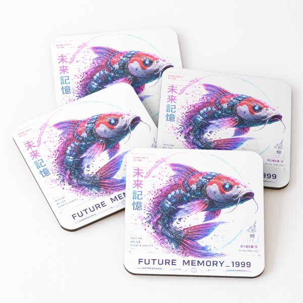 Item preview, Cyber Koi Future Memory 1999 – Neon Japanese Retrofuturistic Fish Art designed and sold by FusiTink.