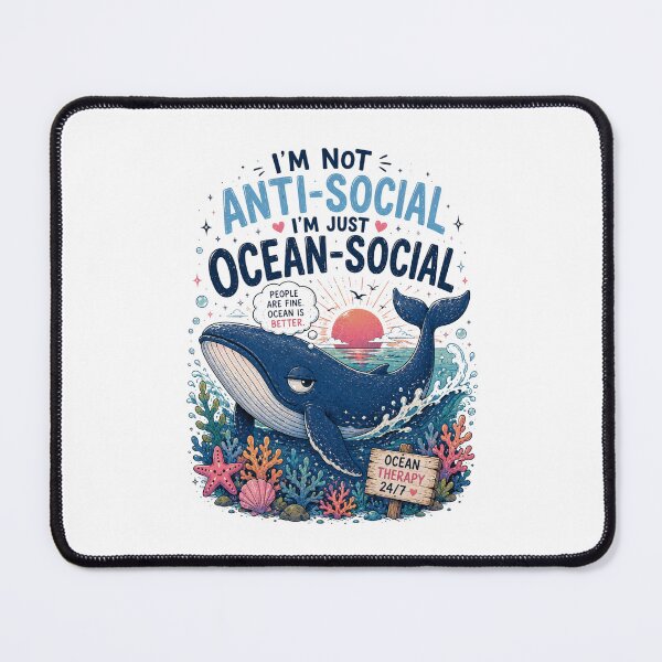 Item preview, I’m Ocean-Social – Funny Whale Ocean Aesthetic Design designed and sold by ColorNest Designs.