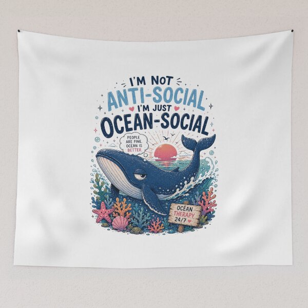 Item preview, I’m Ocean-Social – Funny Whale Ocean Aesthetic Design designed and sold by ColorNest Designs.