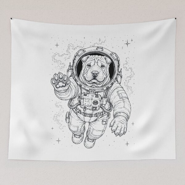Item preview, Vintage Chinese Shar Pei Astronaut Dog Dad Mom Lover designed and sold by TerryConnells.