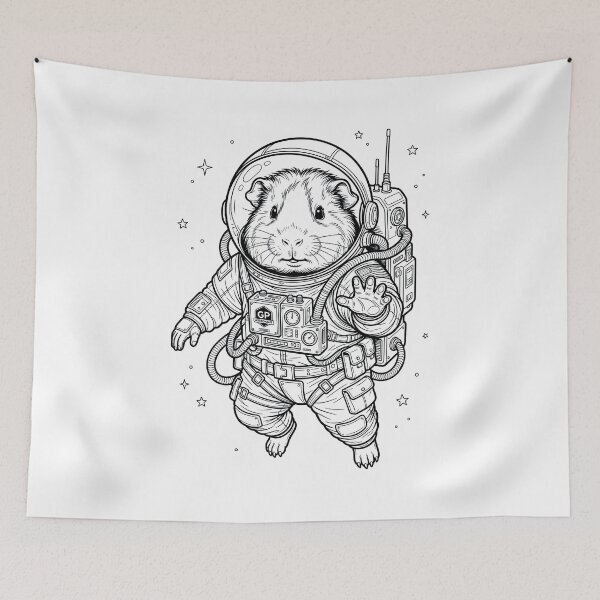 Aperçu de l'œuvre Cochon d'Inde vintage, astronaute, amoureux des animaux créée et vendue par TerryConnells.