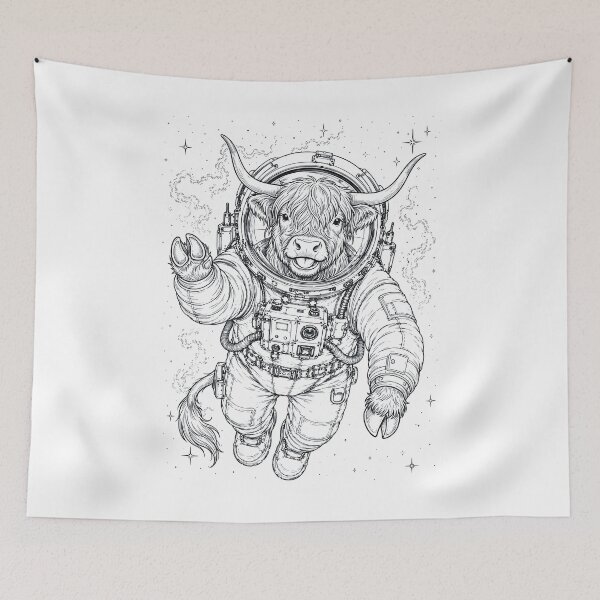 Item preview, Vintage Highland Cow Astronaut Animal Lover designed and sold by TerryConnells.