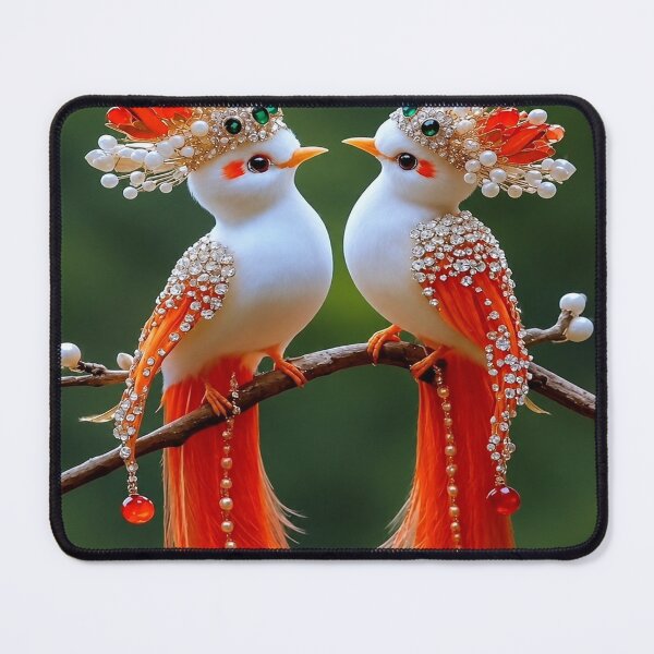 Item preview, Jeweled Fantasy Birds Love Couple Elegant Art Poster designed and sold by riki2365.