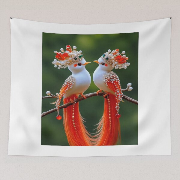 Item preview, Jeweled Fantasy Birds Love Couple Elegant Art Poster designed and sold by riki2365.
