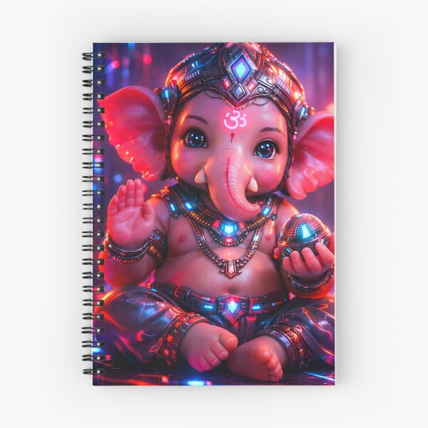Item preview, Baby Ganesha Floating Mechanical Mouse — Hindu God Art | Cyberpunk designed and sold by CosmicLotusArt.