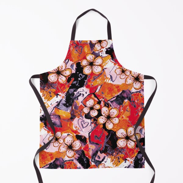 Item preview, Mixed Media Modern Street Art Cherry Blossom Flower Design Orange Purple Violet designed and sold by ColdStarfish.
