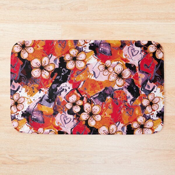Item preview, Mixed Media Modern Street Art Cherry Blossom Flower Design Orange Purple Violet designed and sold by ColdStarfish.