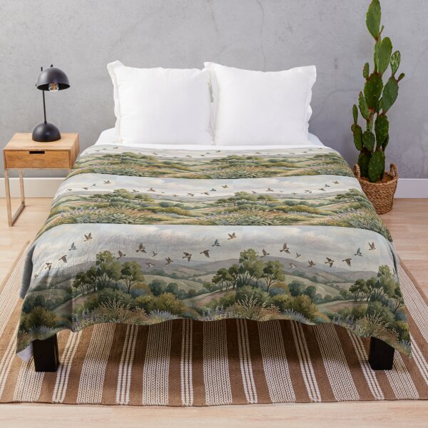 Item preview, Vintage Botanical Landscape with Flying Swallows designed and sold by Mustaph-Shop.