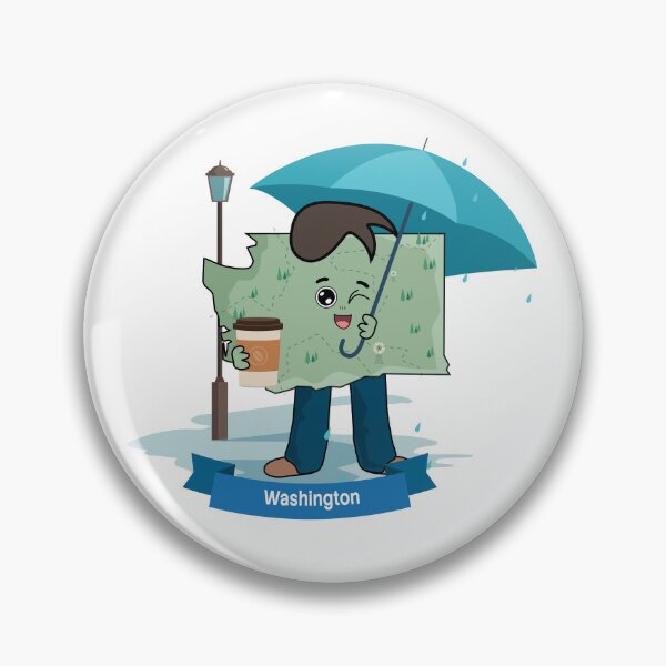 Item preview, Cute Washington Map Character - Kawaii Evergreen Mountain Nature Art designed and sold by Travel.Art.