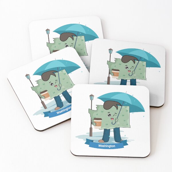Item preview, Cute Washington Map Character - Kawaii Evergreen Mountain Nature Art designed and sold by Travel.Art.