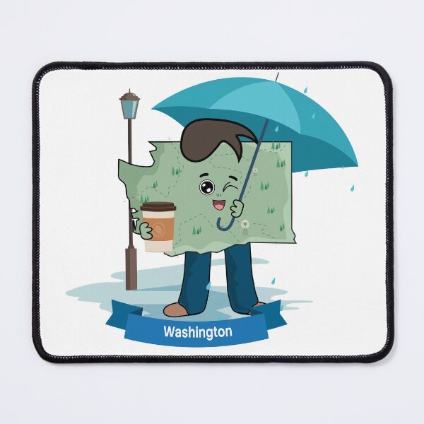 Item preview, Cute Washington Map Character - Kawaii Evergreen Mountain Nature Art designed and sold by Travel.Art.