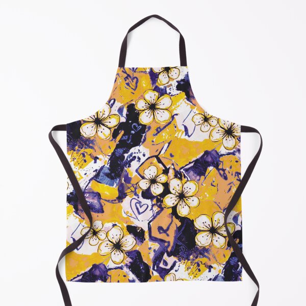 Artikelvorschau, Moderne Straßenkunst Kirschblüten Blumen Design Graffiti Inspired Gelb Violett entworfen und verkauft von ColdStarfish.