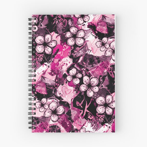 Item preview, Soft Goth Pink Black Floral Design Cherry Blossoms Graffiti Inspired Modern Street Art designed and sold by ColdStarfish.