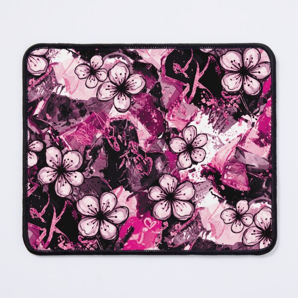 Item preview, Soft Goth Pink Black Floral Design Cherry Blossoms Graffiti Inspired Modern Street Art designed and sold by ColdStarfish.