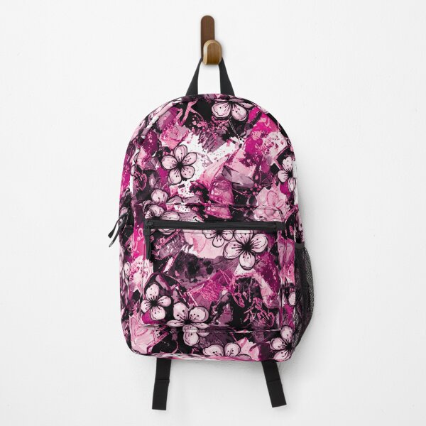 Item preview, Soft Goth Pink Black Floral Design Cherry Blossoms Graffiti Inspired Modern Street Art designed and sold by ColdStarfish.