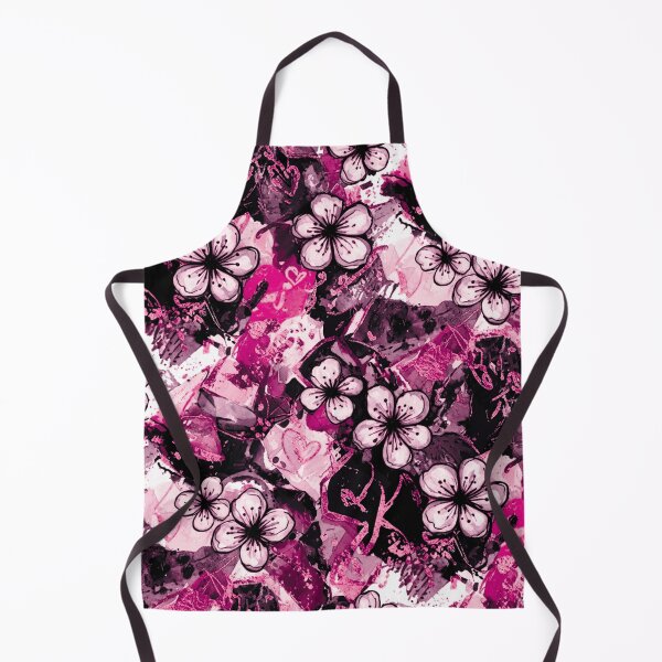 Item preview, Soft Goth Pink Black Floral Design Cherry Blossoms Graffiti Inspired Modern Street Art designed and sold by ColdStarfish.