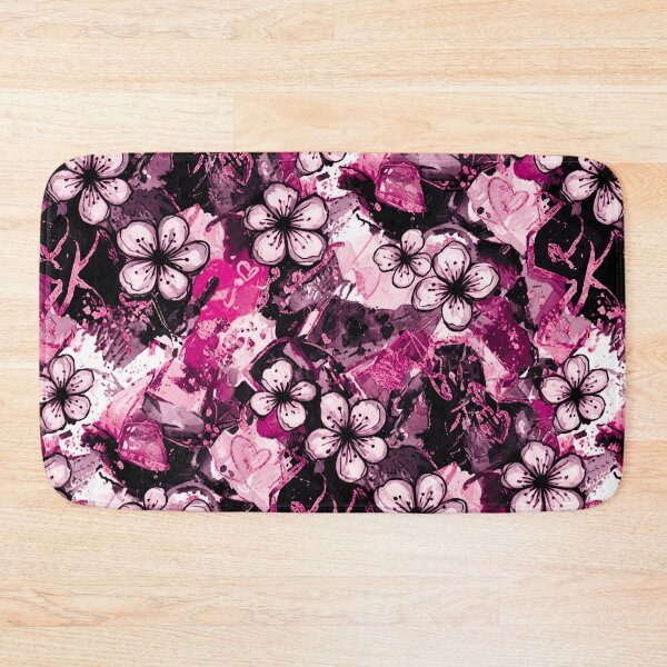 Item preview, Soft Goth Pink Black Floral Design Cherry Blossoms Graffiti Inspired Modern Street Art designed and sold by ColdStarfish.