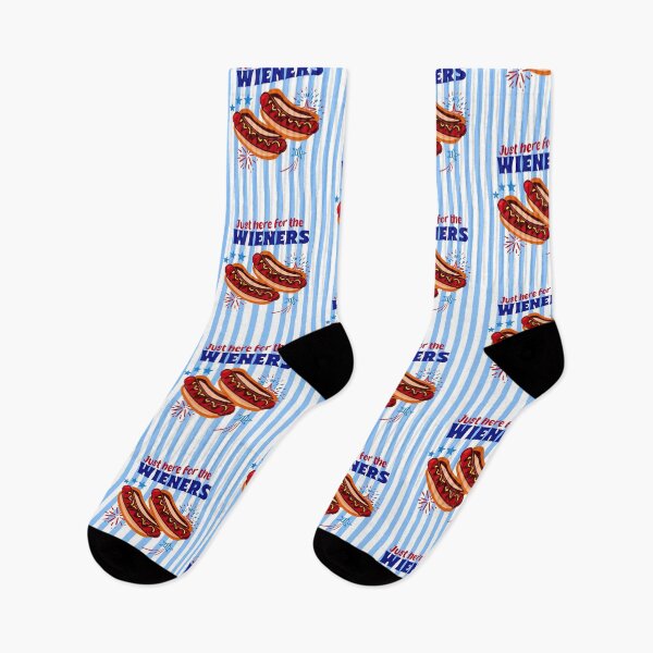 Item preview, Just Here for the Wieners Blue Stripes Hot Dog Humor Illustration designed and sold by MaiZephyr.