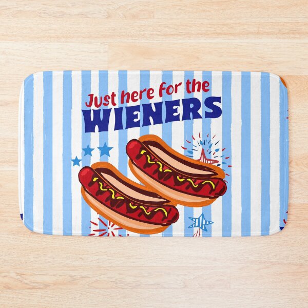 Item preview, Just Here for the Wieners Blue Stripes Hot Dog Humor Illustration designed and sold by MaiZephyr.