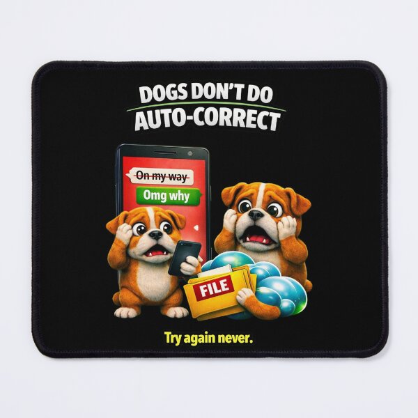Item preview, Dogs Don’t Do Auto‑Correct – Funny 3D Bulldog Meme designed and sold by Timeless Junction.