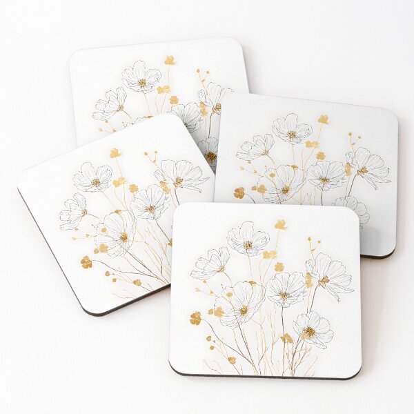 Item preview, Gold Blooming Meadow Flowers Floral Pattern designed and sold by GrinGalore.