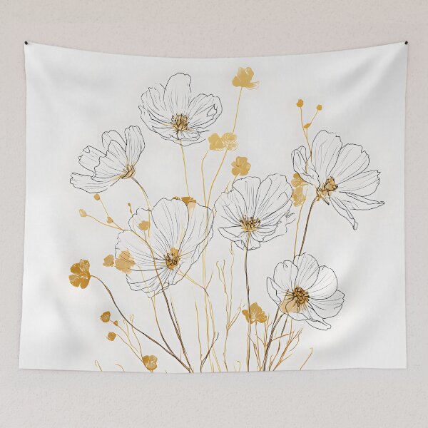 Item preview, Gold Blooming Meadow Flowers Floral Pattern designed and sold by GrinGalore.