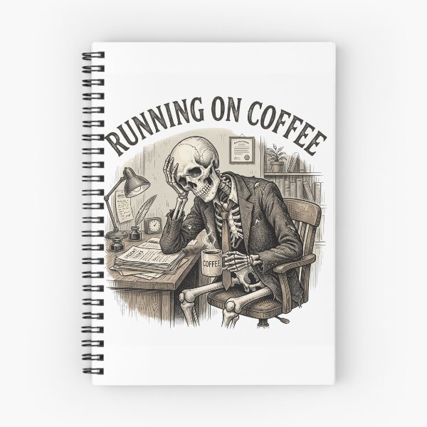 Item preview, Running On Coffee Skeleton Vintage Graphic Tee designed and sold by MaynyStudio.