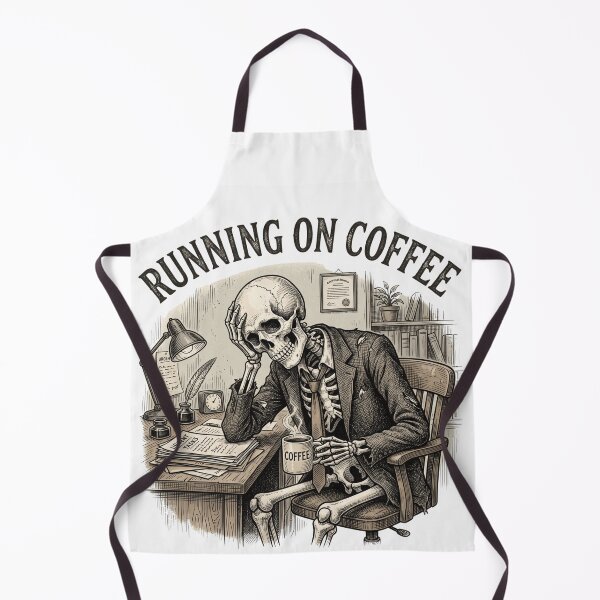 Item preview, Running On Coffee Skeleton Vintage Graphic Tee designed and sold by MaynyStudio.