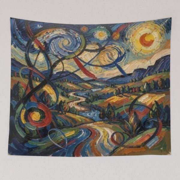 Item preview, Impressionistic gouache landscape with strong colors and dynamic brushstrokes. designed and sold by FotoworldEdel.