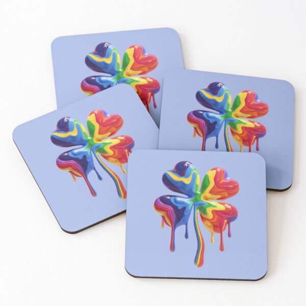 Item preview, Rainbow Dripping Four Leaf Clover Surreal Art designed and sold by Lamlamiu.