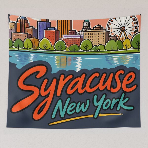 Item preview, Syracuse New York Cute Retro Cityscape Pastel Skyline designed and sold by HowToCanadian.