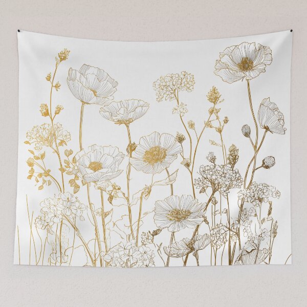 Item preview, Gold Blooming Meadow Wildflowers Floral Pattern designed and sold by GrinGalore.
