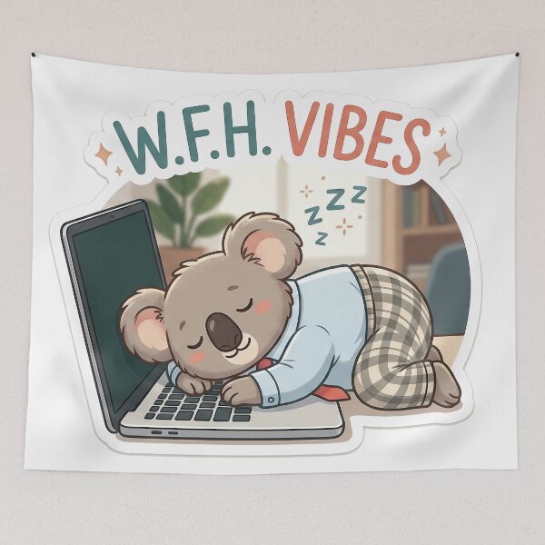 Item preview, Sleepy Koala Working From Home Remote Office designed and sold by SoftAuraStudi0.