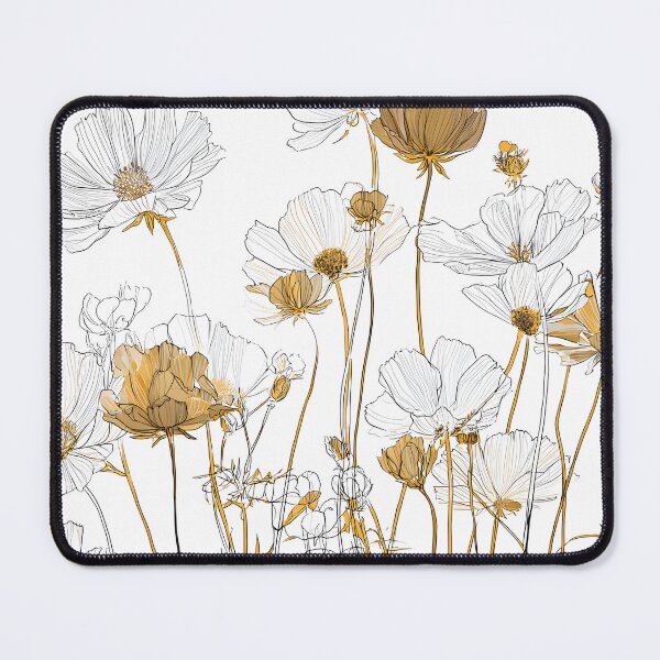 Item preview, Gold White Blooming Meadow Wildflowers Floral Pattern designed and sold by GrinGalore.