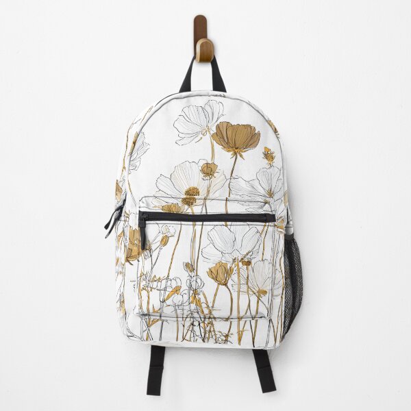 Item preview, Gold White Blooming Meadow Wildflowers Floral Pattern designed and sold by GrinGalore.