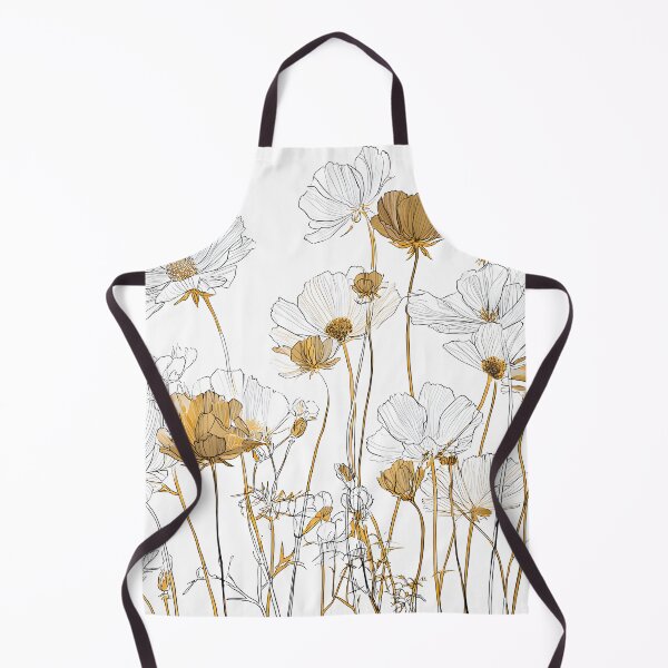 Item preview, Gold White Blooming Meadow Wildflowers Floral Pattern designed and sold by GrinGalore.