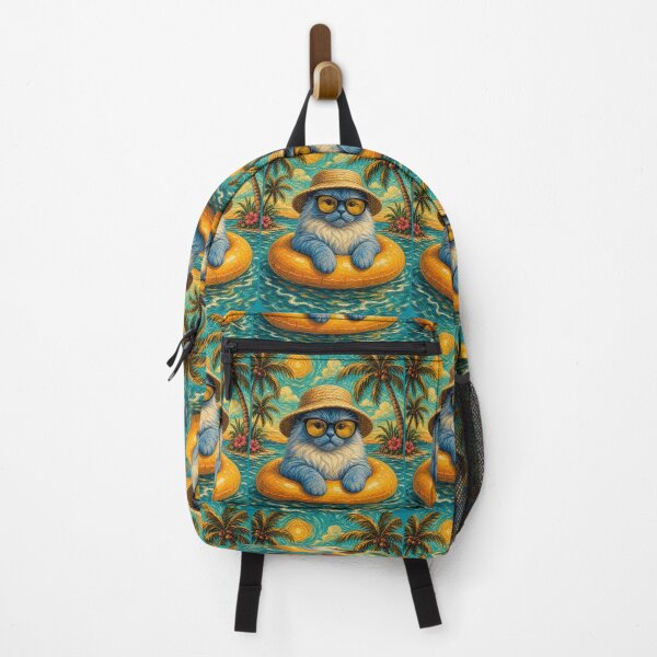 Item preview, Cool Ragdoll Cat Summer Beach Vacation Art - Cat Floating in Ocean designed and sold by merchxwear.