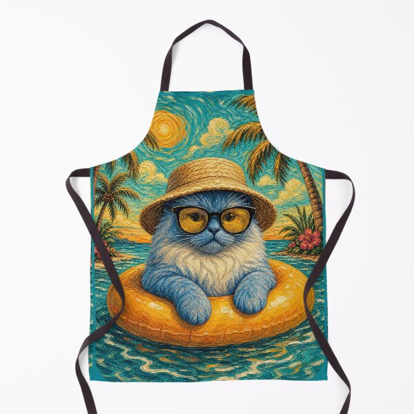 Item preview, Cool Ragdoll Cat Summer Beach Vacation Art - Cat Floating in Ocean designed and sold by merchxwear.