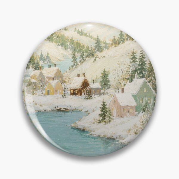 Item preview, Winter Village Alpine Cottage Landscape designed and sold by Lizetteh.