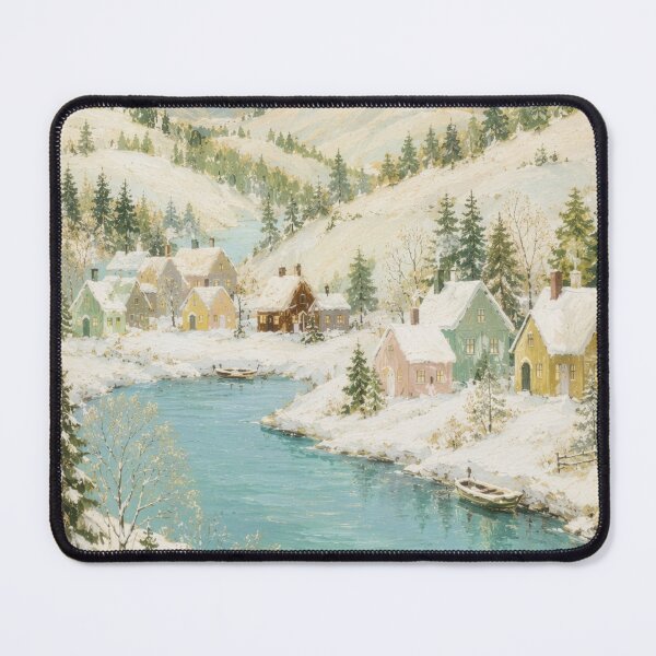 Item preview, Winter Village Alpine Cottage Landscape designed and sold by Lizetteh.