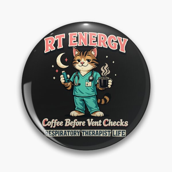 Item preview, Cute Cat Respiratory Therapist Shirt – RT Energy Coffee Before Vent Checks Retro Night Shift Medical Cat T-Shirt designed and sold by ClinicalHubs.