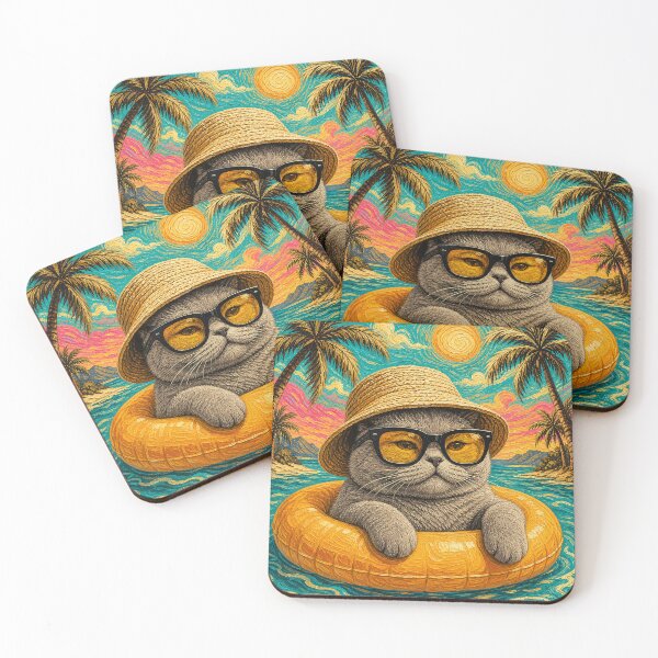 Item preview, Cool British Shorthair Cat Summer Beach Vacation Art designed and sold by merchxwear.