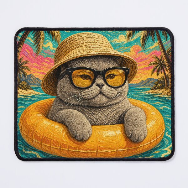 Item preview, Cool British Shorthair Cat Summer Beach Vacation Art designed and sold by merchxwear.
