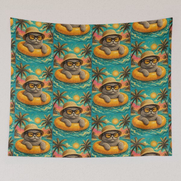 Item preview, Cool British Shorthair Cat Summer Beach Vacation Art designed and sold by merchxwear.
