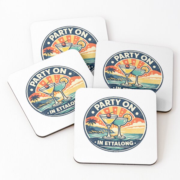 Item preview, Party On in Ettalong Cocktail Party On in Ettalong – Retro Coastal Cocktail Logo | Central Coast NSW Beach Art designed and sold by TheWombatShed.