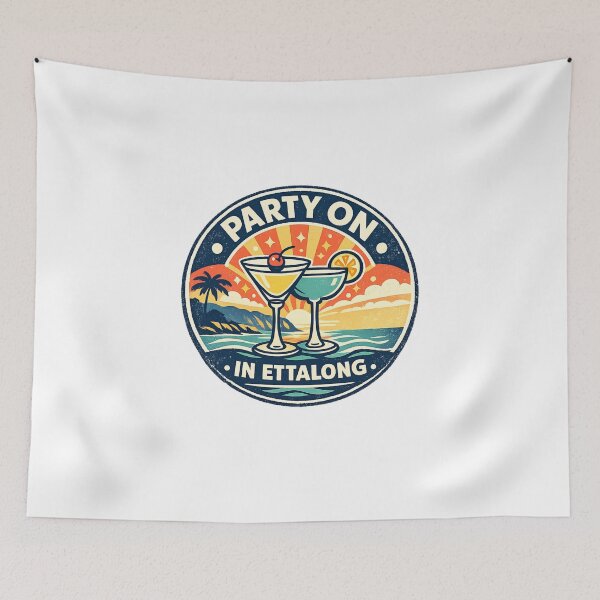 Item preview, Party On in Ettalong Cocktail Party On in Ettalong – Retro Coastal Cocktail Logo | Central Coast NSW Beach Art designed and sold by TheWombatShed.