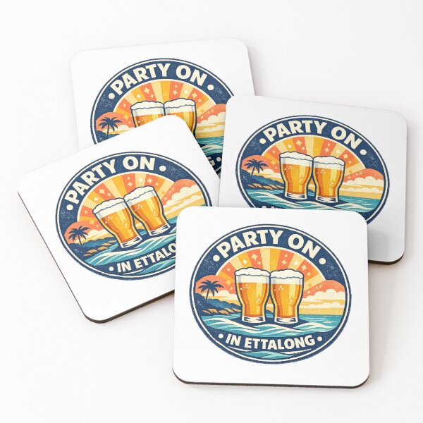 Item preview, Party on in Ettalong – Retro Coastal Beer Logo | Central Coast NSW Beach Art  designed and sold by TheWombatShed.