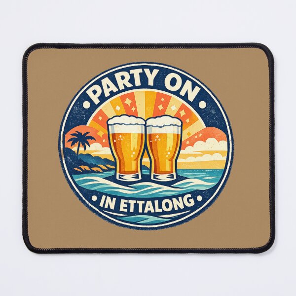 Item preview, Party on in Ettalong – Retro Coastal Beer Logo | Central Coast NSW Beach Art designed and sold by TheWombatShed.
