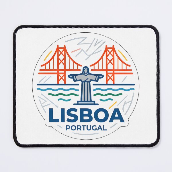 Item preview, Lisbon Minimalist Line Art Travel Badge and Bridge Illustration designed and sold by Paulocdias.